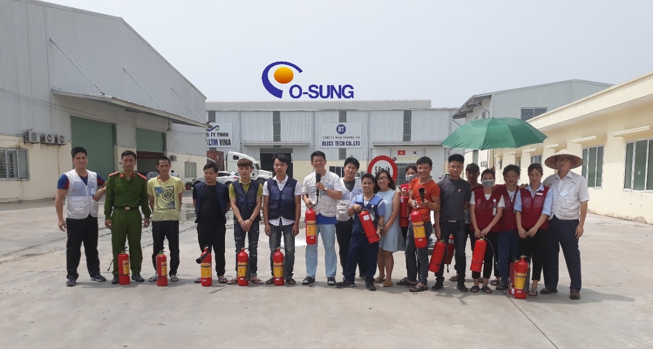 Fire fighting training at Osung company